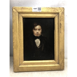 English School (19th century): Half length Portrait of a Young Man,  oil on board unsigned 19cm x 14cm
