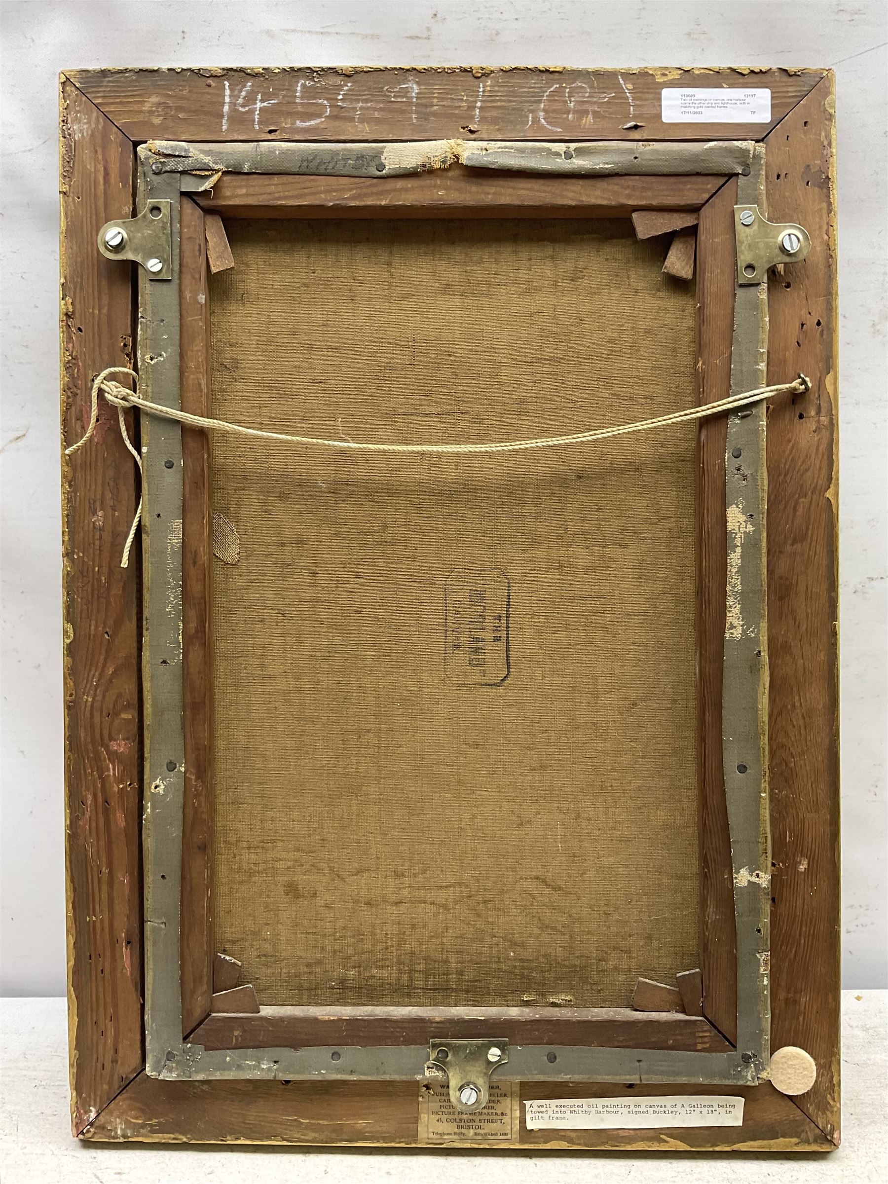 Buckley (British 19th Century): 'Fish Quay Whitby' and 'Whitby Harbour', pair oils on canvas signed, titled verso 45cm x 30cm (2)