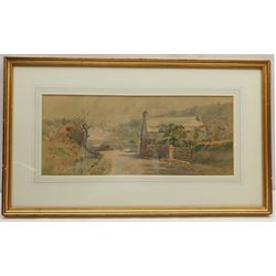 Philip Osment (British 1861-1947): 'Eccleston Ferry' near Chester, watercolour signed 20cm x 47cm