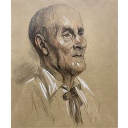 Attrib. Sir William Rothenstein (British 1872-1945): Portrait of an Elderly Gentleman, charcoal and chalk  unsigned 30cm x 25cm