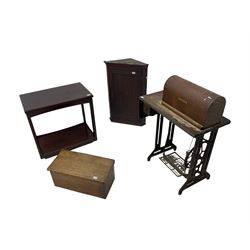 19th century oak box, Georgian oak corner cupboard, singer treadle sewing machine and trolley table