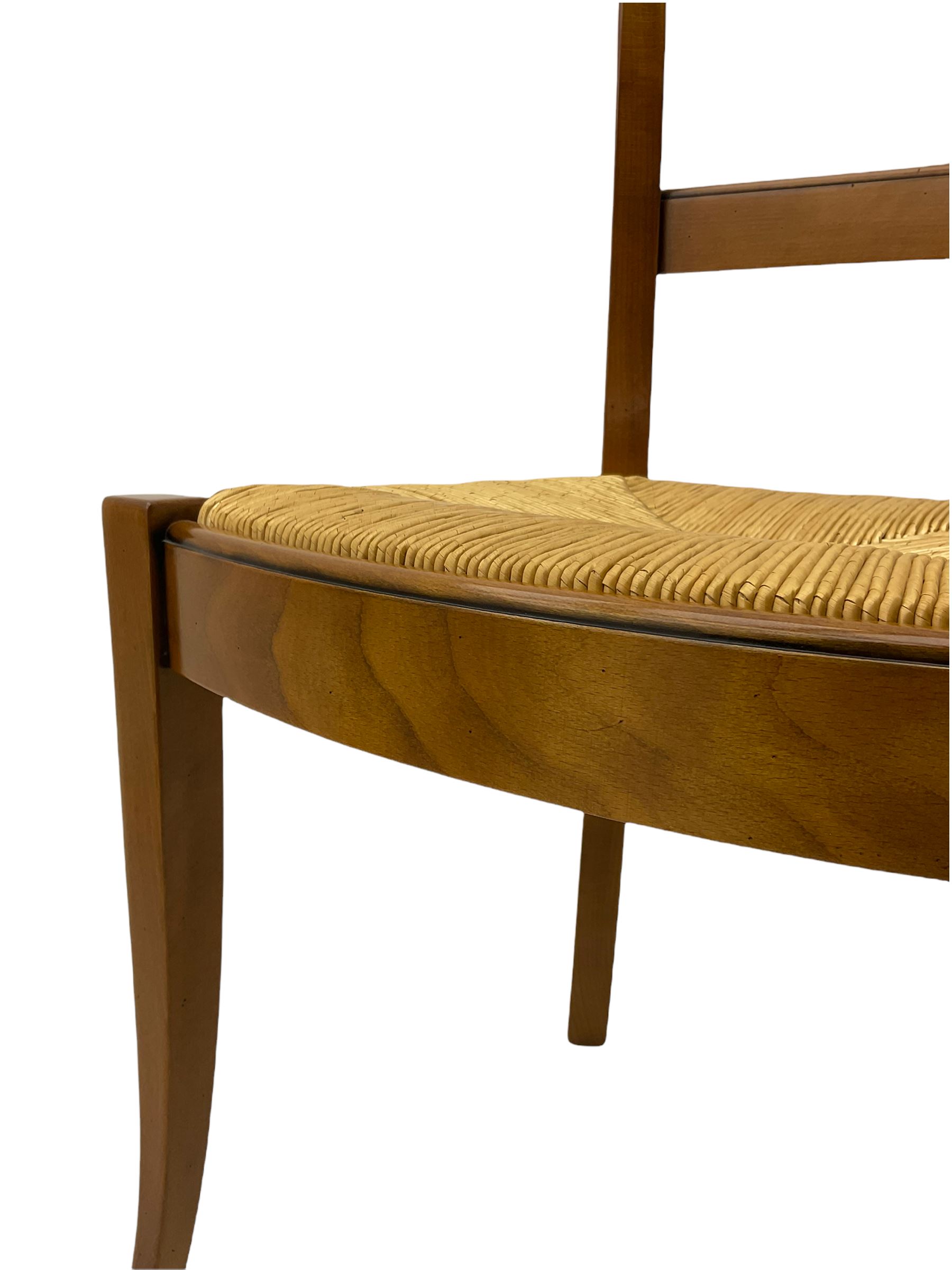 Grange Furniture cherry wood dining table, and eight chairs with rush seats