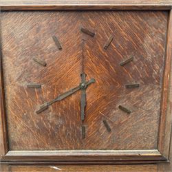 Large art deco style oak clock, removed from a school with electric movement 