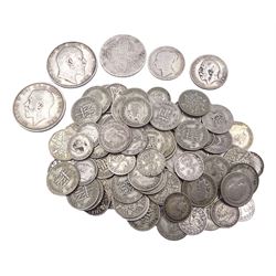 Approximately 75 grams of pre 1920 Great British silver coins and approximately 177 grams of pre 1947 Great British silver coins