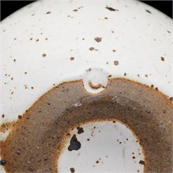 Joanna Constantinidis (1927-2000); studio pottery stoneware posy vase, of ovoid form, in white glaze with brown speckles, impressed C mark to base, H10cm