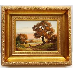 Vincent Selby (British 1919-2004): Watching the Sunset, oil on panel signed 14cm x 19cm