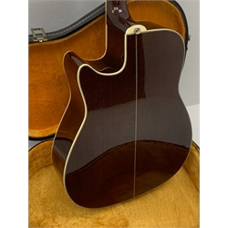  Yamaha model FG-450S-C acoustic/electric guitar with rosewood back and sides and spruce top, fitted with Artec Edge-Nds chromatic tuner, L104cm, in hard carrying case. From the collection of the late John Burgess of Beverley who played in the bands Penjants, Wine, Strollers, Revox, Sound Foundation, Pickle Belly Alley, Ragamuffins and Jerryattricks.