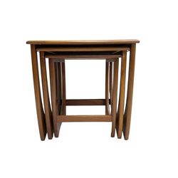 G-Plan - mid 20th century teak 'Fresco' nest of three tables, on shaped end supports