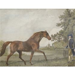 George Townley Stubbs (British 1756-1812) after George Stubbs (British 1724-1806): 'Volunteer', late 18th century stipple engraving with hand-colouring pub. 1794, by Messrs Stubbs Turf Gallery London 20cm x 25cm