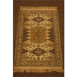  Persian Baluchi geometric design rug/mat (74cm x 64cm), and two Persian design rugs  