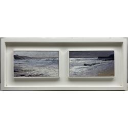 Andrew Barrowman (British Contemporary): Portleven Cornwall, pair oils on panel signed each 15cm x 26cm (framed as one)