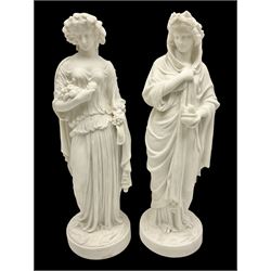 Pair of Parian figures of Neo Classical ladies, H33cm