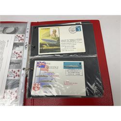 Mint block of twenty Royal Mail Remembrance Day 1st Class stamps with various signatures around the margin; and thirteen First Day Covers of military/maritime interest