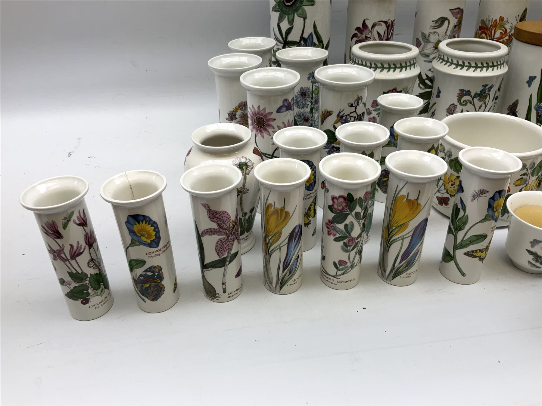 Quantity of Portmeirion The Botanic Garden pattern storage jars of various sizes, planters, vases etc (approx 47)  