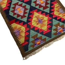 Maimana kilim multi-coloured ground geometric design runner 