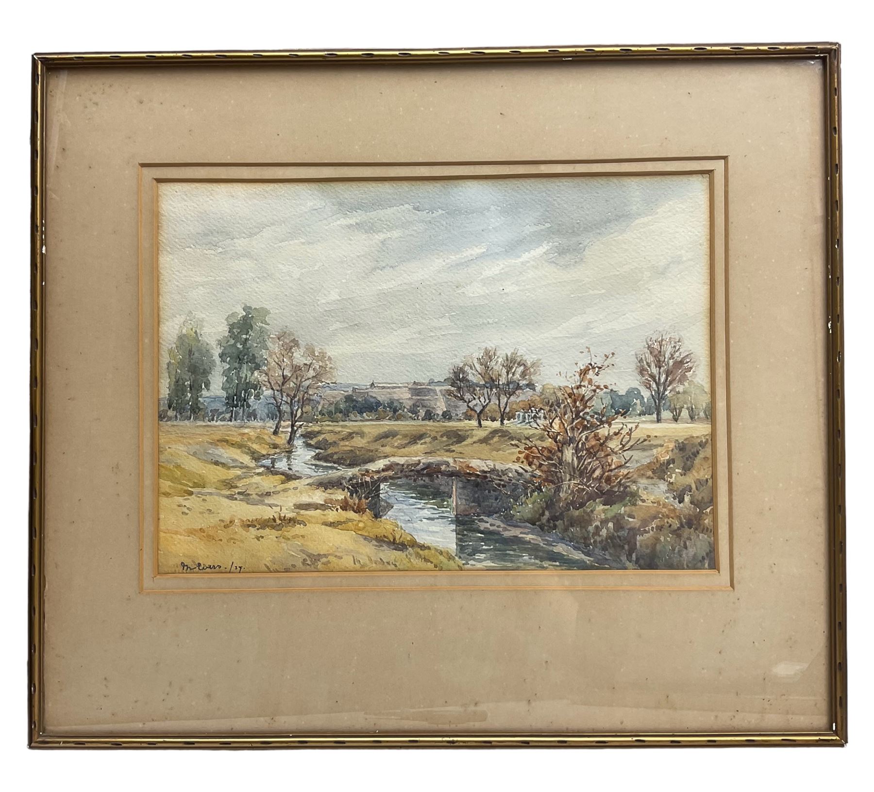 Colonial School (Early 20th century): 'Peshawar Fort' - Pakistan, watercolour indistinctly signed and dated '27, titled verso 26cm x 37cm