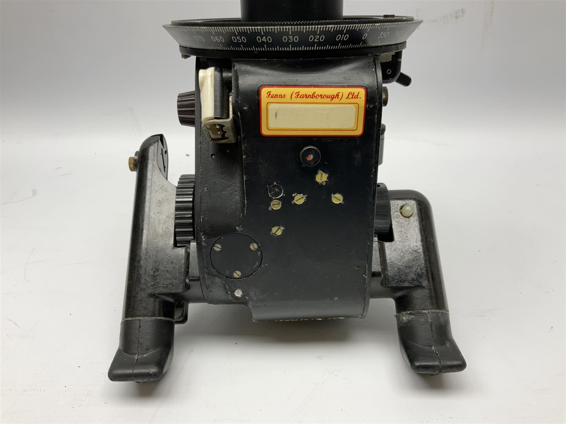 Air Ministry Periscopic Sextant Mk.2B, possibly by Kelvin & Hughes, Ref.No. 6B/2838 Serial No. 158KH1/59, bearing Fenns (Farnborough) Ltd label; in black pyramid shaped stowage case with various labels