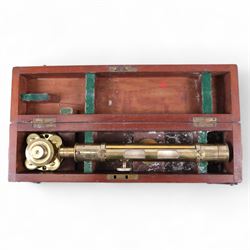 Late 19th century/early 20th century brass dumpy level, inscribed Carter Optician Exeter, in fitted mahogany case, together with a Lowne Instruments Air Meter, no L 3854