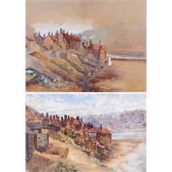 English School (19th/Early 20th Century): Whitby Rooftops, two watercolours by different h...