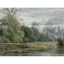 Myles Birket Foster RWS (British 1825-1899): Figures near Tintern Abbey, watercolour signed with monogram 17cm x 22cm 
Provenance: private collection, purchased James Alder Fine Art, Hexham