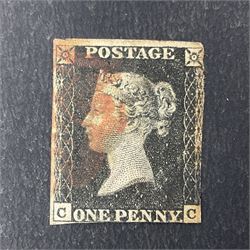 Three Great Britain Queen Victoria penny black stamps, all with red MX cancels