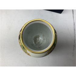 Limited edition Moorcroft enamel vase, decorated in the Lundy Island pattern, with certificate signed by the artists, no 58/75, in fitted box