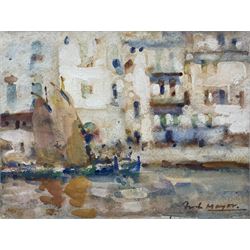 William (Fred) Frederick Mayor (Staithes Group 1866-1916): Boats at Cassis, watercolour signed 16cm x 21cm
