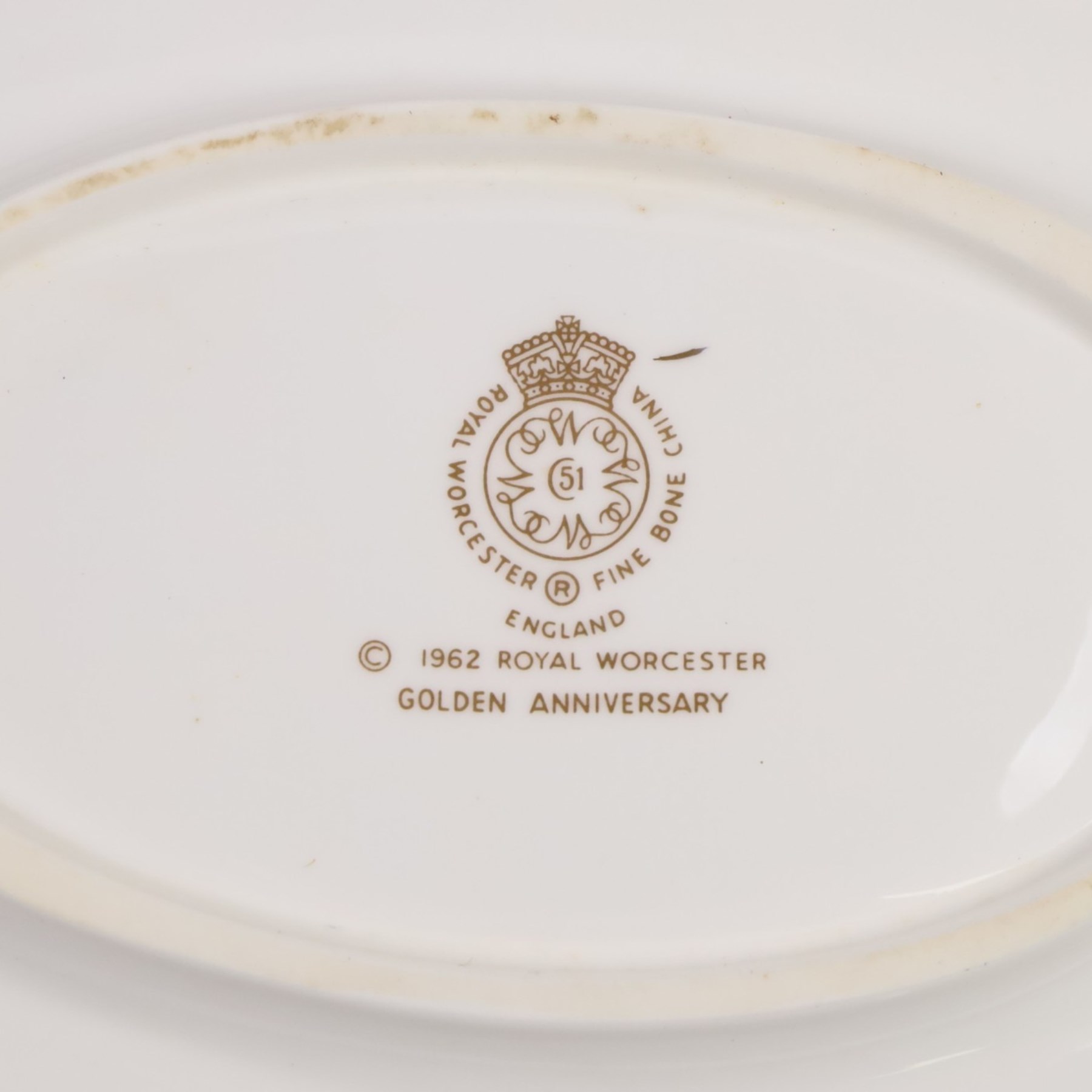 Royal Worcester Golden Anniversary pattern part dinner service for eight including dinner plates, side plates, bowls and desert plates, two serving dishes, covered tureen etc 