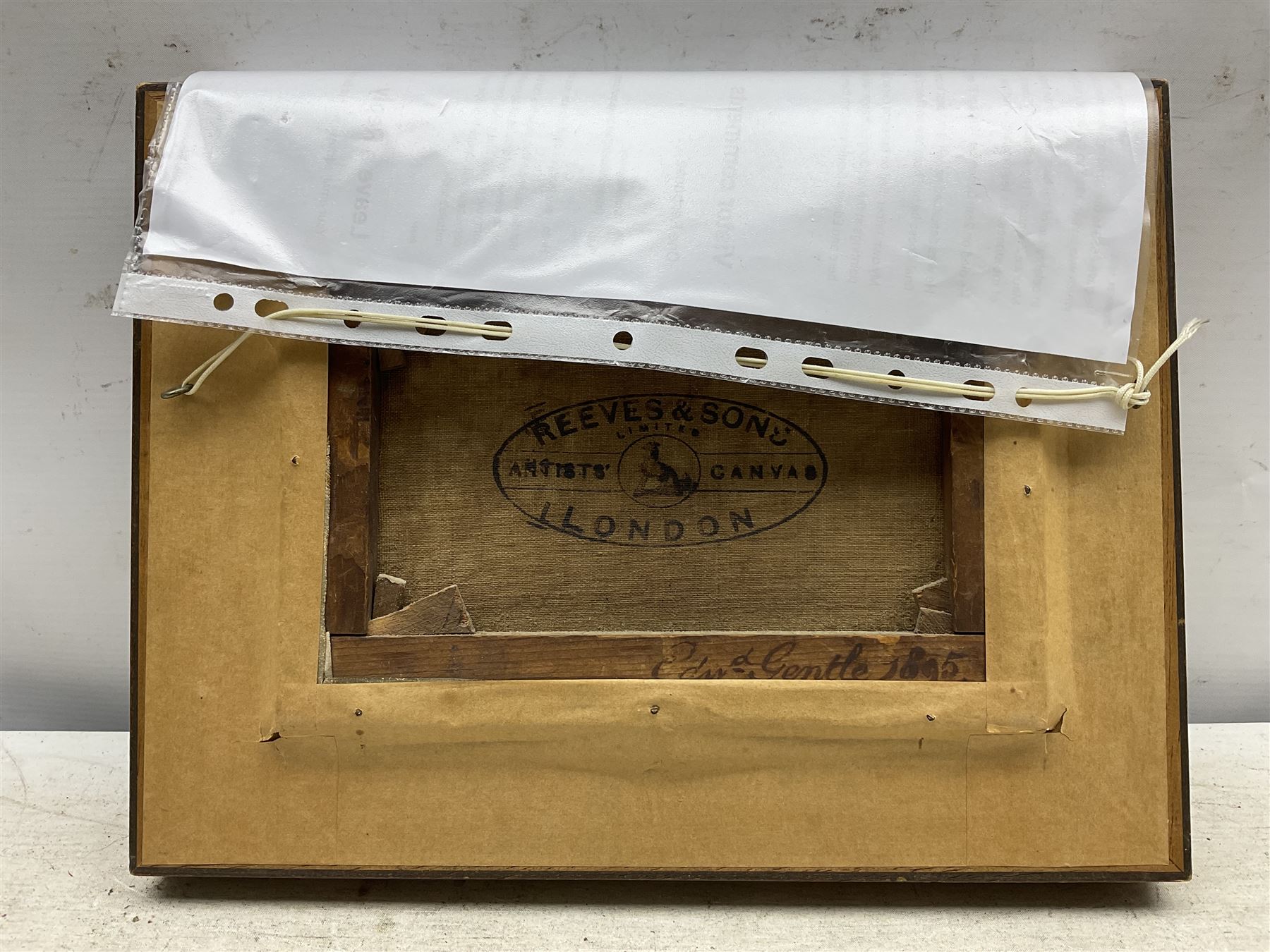 Edward Gentle (British 1823-1910): 'Scarborough Pier and Lighthouse', oil on canvas signed and dated 1895, titled verso 14cm x 22cm 