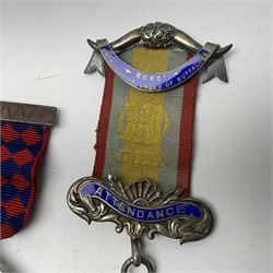 Two silver and enamel Masonic jewels, the first an Antediluvian Order of Buffaloes attendance jewel for the King William Lodge No. 301 Hull, with presentation engraving verso, the second a Humber Chapter No. 57 1827-1927 example, together with a silver-gilt medal inscribed in enamel 'Past President The West Yorkshire Society of Chartered Accountants, all hallmarked 