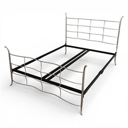 And So To Bed - ‘Verdi’ king size bed, with metal headboard and footboard formed with undu...