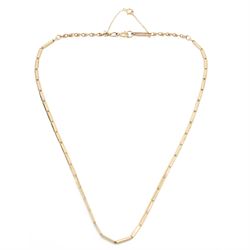 Gold rectangular link chain necklace stamped 585 and 375
