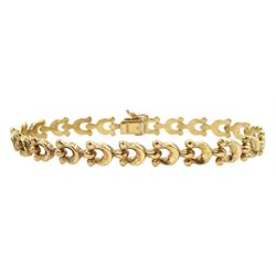 9ct gold horseshoe link bracelet, hallmarked, approx 7.2gm