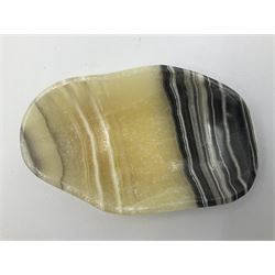 Free form dish made from carved and polished zebra onyx, L6cm, H2cm