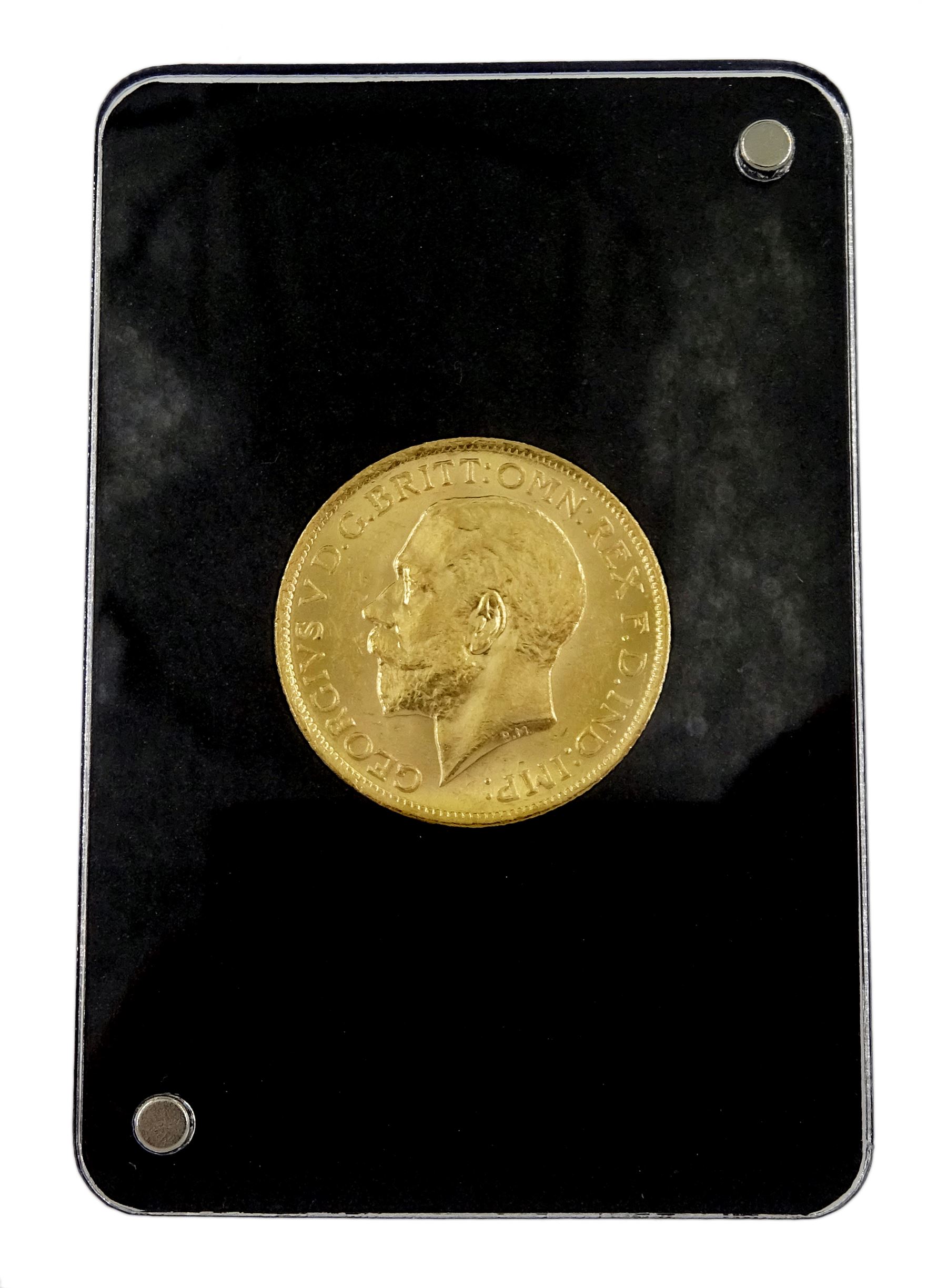 King George V 1912 gold full sovereign coin, Sydney mint, cased