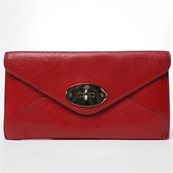 Mulberry - Envelope Long Wallet or Purse, in red glossy goat leather, with envelope-style ...