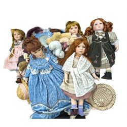 Seven porcelain dolls, to include examples by Palmary, Alberon and Leonardo collection