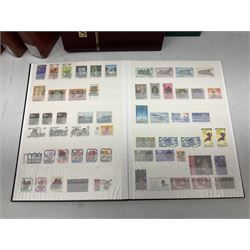 World stamps including Gibraltar, Ghana, Gold Coast, Hong Kong, Malta etc, various Royal Mail PHQ cards etc, housed in sixteen albums/folders, in one box