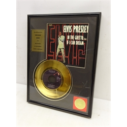  Elvis Presley Limited Edition gold plated record 'If I Can Dream' in framed display, with certificate, H41cm x W31cm   