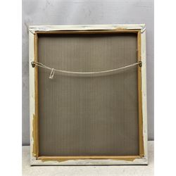 After Tamara de Lempicka (Polish 1898-1980): 'Wide Brimmed Hat', acrylic on canvas signed 'D Epple', titled verso 61cm x 51cm (unframed)