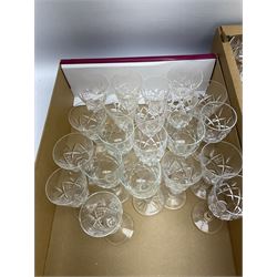 Large quantity of Victorian and later glassware, to include some Bohemian style coloured glass, in four boxes 