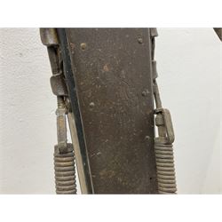 Pair of 1930s wooden skis, with painted metal runners beneath stamped Attenhofer, with retailers label for Ernst Gertsch Central Sports, L206cm