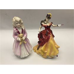 Seven Royal Doulton figures, to include Charity HN3087, Faith HN3082, Hope HN3061, Belle HN3703, etc, all with printed marks beneath