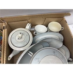 Japanese tea wares, Noritake  tea and dinner wares, cigarette cards, pewter tankard and two glasses in two boxes