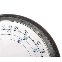 Early 20th century gun metal open face double sided chronograph speed indicator pocket watch by Mensor, white enamel dial with Roman numerals, subsidiary constant seconds and thirty minute recording dials, the signed reverse dial for speed calculation