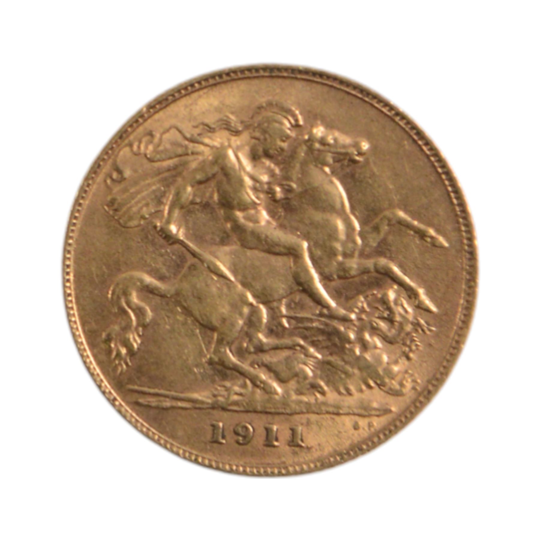 King George V 1911 gold half sovereign coin