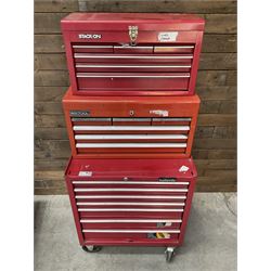 Britool, Halfords and Stack-on red tool chests with contents