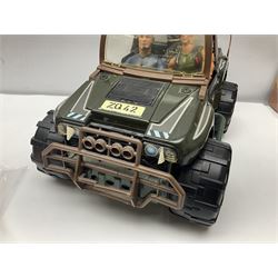 Action Man - Hasbro Strike Force Battle Tank by Sunny Smile; jeep; ten various period dressed figures; and quantity of weapons and other accessories including motorcycle etc