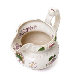 19th century Staffordshire Royal United Free Mechanics jug, with various masonic motifs, including many Biblical scenes, and slogans such as 'May every Brother have a heart to feel, and a hand to give', H16cm 