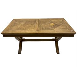 Willis & Gambier - mango wood and flagstone extending dining table with additional leaf, and set six dining chairs 